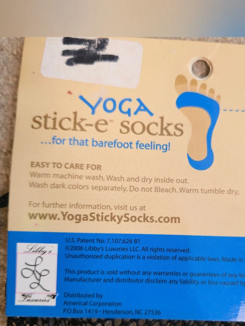 Yoga Stick-e Socks Barefoot Size Large Libby's Luxuries Patent